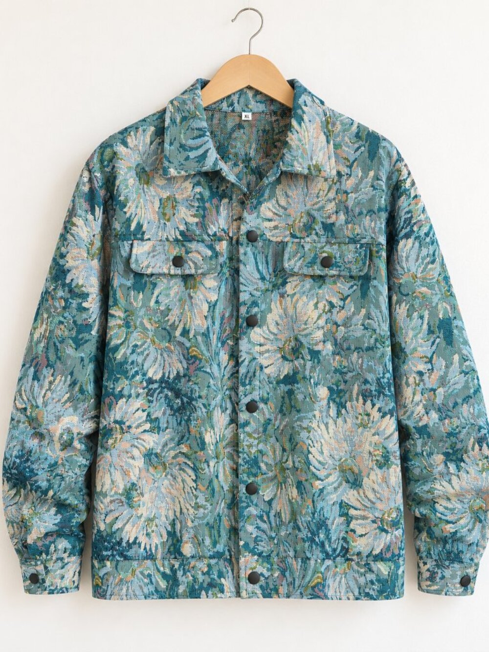 Men's XL Blue Chamomile Floral Tapestry Shirt Jacket NWOT